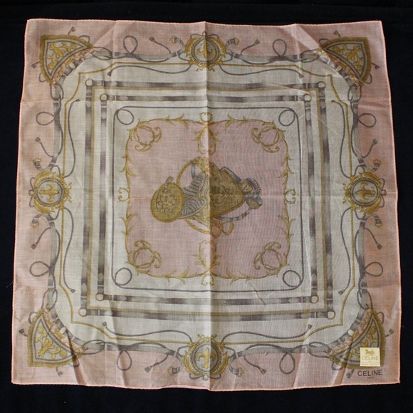 Celine Accessories - CELINE Paris Equestrian Themed Scarf - Hand Rolled